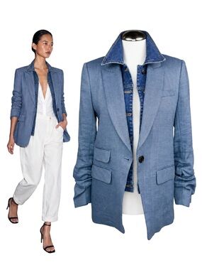 $695 VERONICA BEARD Martel Dickey Blazer – Size 2 Blue